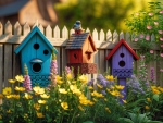 Colorful bird houses