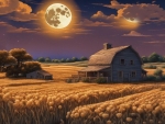 Full Moon Over a Field