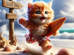 Surfâ€™s Up, Paws Out !! Purrrfect Surf session for Cat-ching Waves