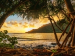 Sunrise over Kahana Bay, Oahu, Hawaii