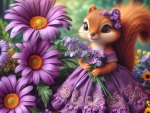 Squirrel with flowers