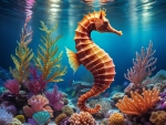 Seahorse in the vibrant underwater world
