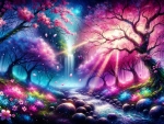 Enchanted Sakura Forest: Vibrant Floral Canopy