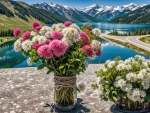Bouquets of alpine flowers