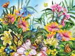 Flowers and butterflies