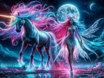 Fantasy girl and unicorn