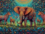 Vibrant Tribal Pattern Animals in Mandala Forest