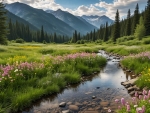 Tranquil Mountain Landscape with Flowing Stream