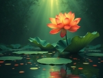 Orange Lotus in serene waters