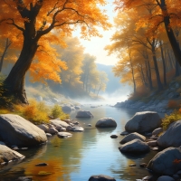 Autumn Serenity by the Tranquil River