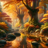 Forest with colorful autumn trees