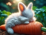 Bunny fell asleep, this carrot was too much...