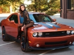 Russian Model Posing on a Dodge Challenger