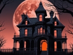 Haunted house on Halloween night