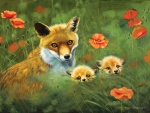 Fox with cubs