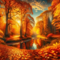 Golden autumn forest