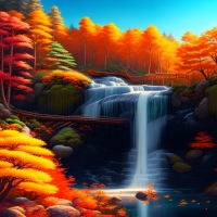 Autumn landscape with waterfall