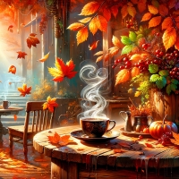 Cozy autumn cafe