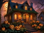 Weird gothic cottage on Halloween