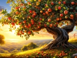 Apple tree at sunrise
