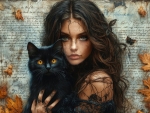 Fantasy Lady and Her Black Cat