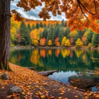 Tranquil pond in the fall