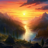 Sunset over the river