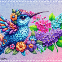 HUMMINGBIRD AND FLOWERS