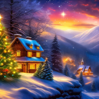 Christmas tree in mountain village