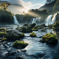 Tranquil sunset over mountain range