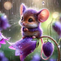 Mouse on a Flower in a Magical Garden