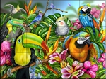 wall tile of tropical birds