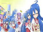 hiiragi kagami hiiragi tsukasa izumi konata lucky star seifuku