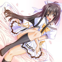 nice anime school girl on the bed