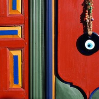 Nazarlik hanging on a door Istanbul Turkey 