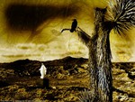 JESUS STANDING BY TREE WITH RAVEN IN TREE