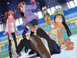 Group of anime girls are ice skating
