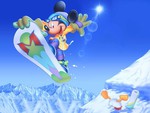 mickey snow boarding