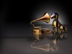 Dog and phonograph (3D)