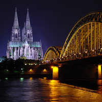 KÃ¶ln at Night, Bridge and Cathedral
