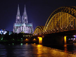 KÃ¶ln at Night, Bridge and Cathedral