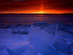 ~Sunrise Light on the Frozen Shores of Newport Bay~Lake Michigan, Wisconsin~