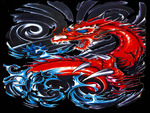 red dragon,black,blue,fantasy