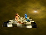 Fire and Water playing chess