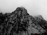 mountains in black and white