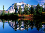 mountain with lake with reflections