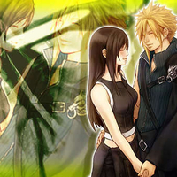 cloud and tifa in the rain