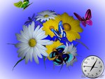 flowers butterfly clock