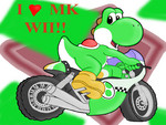i love mario kart wii-yoshi on motorcycle