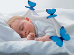 Baby sleeping with butterflies